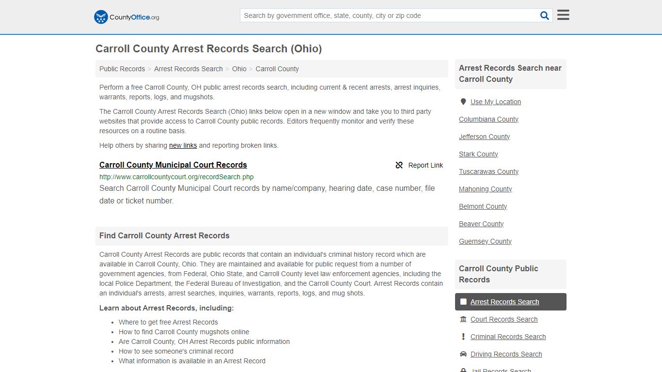 Arrest Records Search - Carroll County, OH (Arrests & Mugshots)