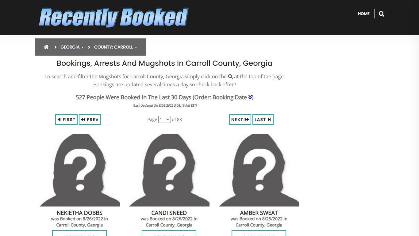 Recent bookings, Arrests, Mugshots in Carroll County, Georgia